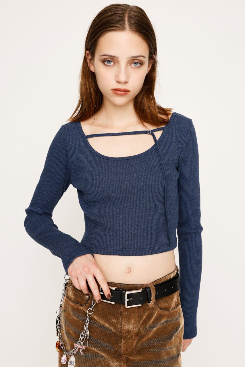 SLY「2WAY CUT RIB トップス」|Tシャツ・カットソー|M/BLU7