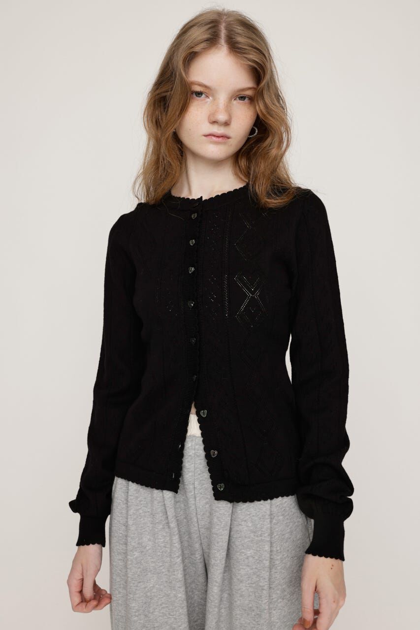 SLY「HEART CROCHET KNIT トップス」|ニット・セーター|BLK