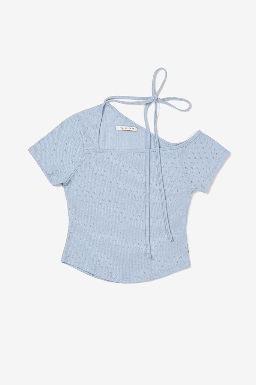 SHEL'TTER SELECT「リボン ワンショルダーショートスリーブ トップ」|Tシャツ・カットソー|L/BLU1
