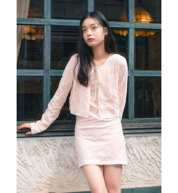 CALNAMUR「リボンジャガードキャミワンピース」|ワンピース|