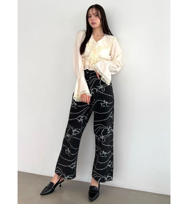 CALNAMUR「パールプリントデニムパンツ」|デニム|