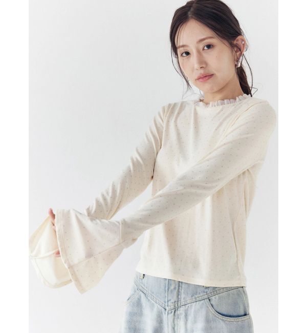 CALNAMUR「ラメドットフレアスリーブトップス」|Tシャツ・カットソー|