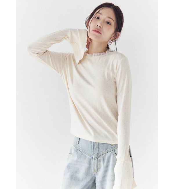 CALNAMUR「ラメドットフレアスリーブトップス」|Tシャツ・カットソー|