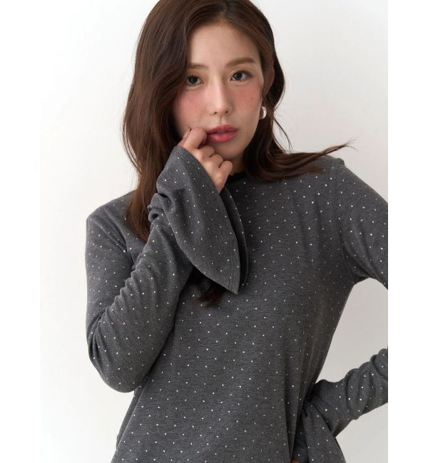 CALNAMUR「ラメドットフレアスリーブトップス」|Tシャツ・カットソー|