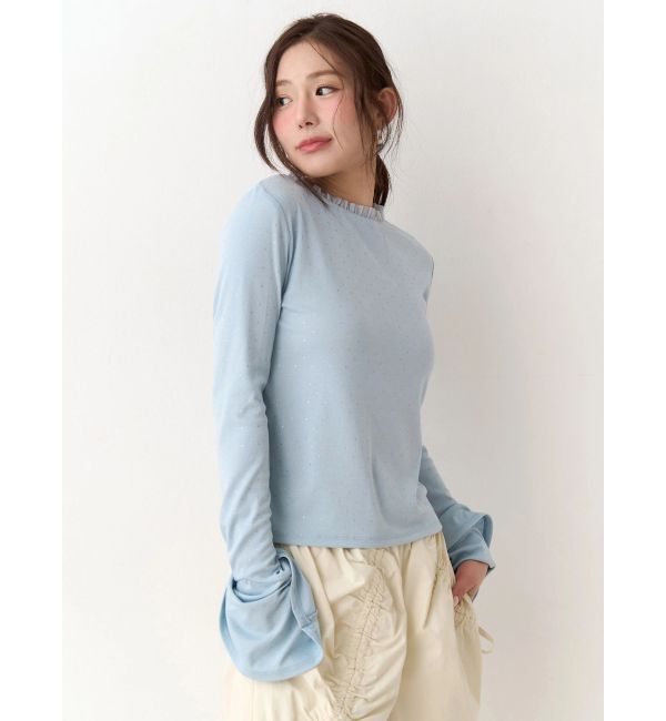 CALNAMUR「ラメドットフレアスリーブトップス」|Tシャツ・カットソー|