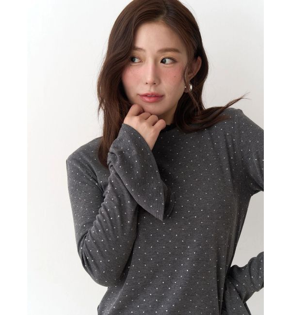 CALNAMUR「ラメドットフレアスリーブトップス」|Tシャツ・カットソー|グレー