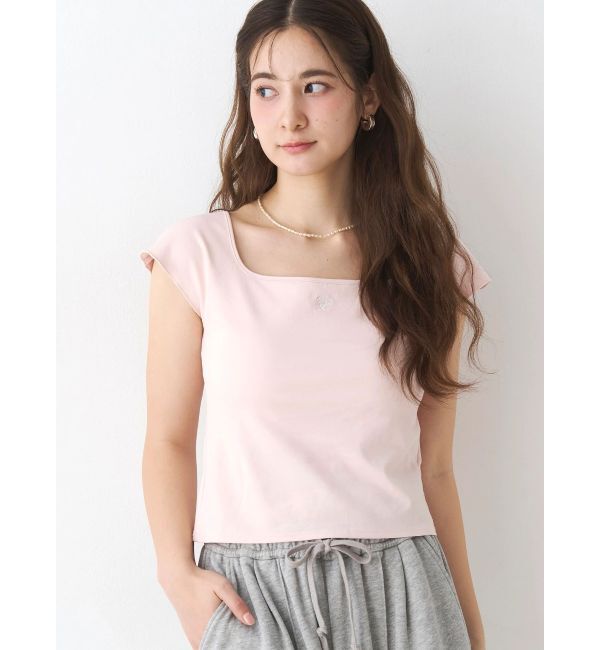 CALNAMUR「カップ付きフレンチスリーブトップス」|Tシャツ・カットソー|ピンク