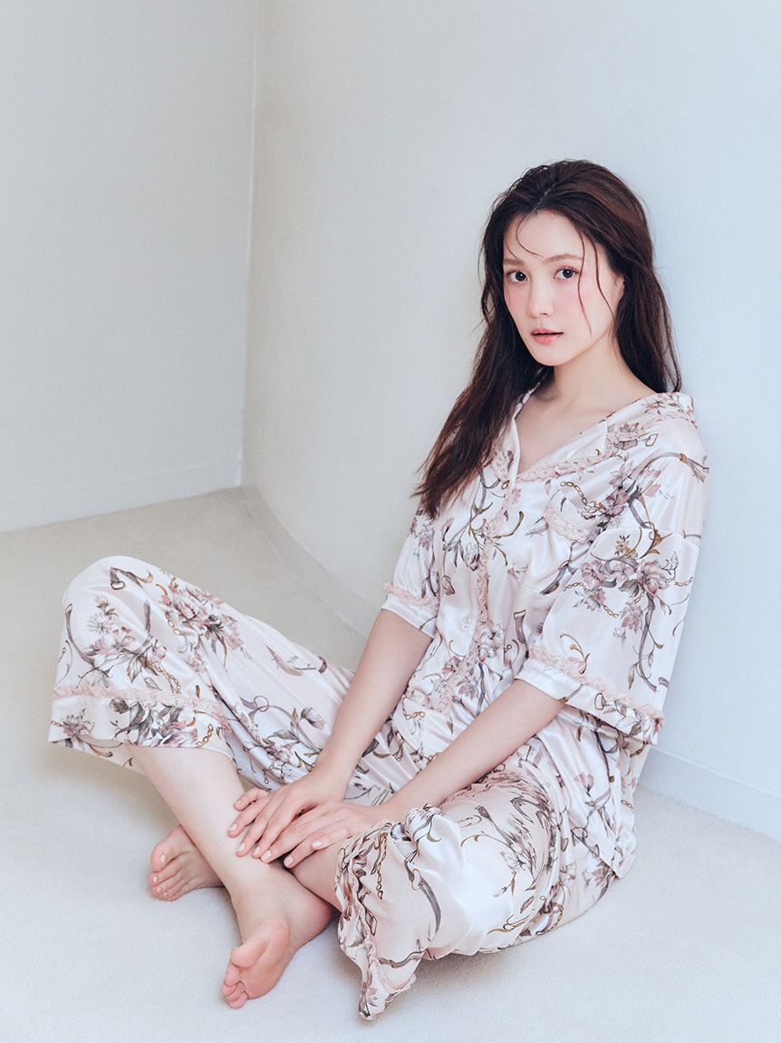 SNIDEL HOME「ブライトカットソースカーフ開襟シャツ」|ルームウェア|