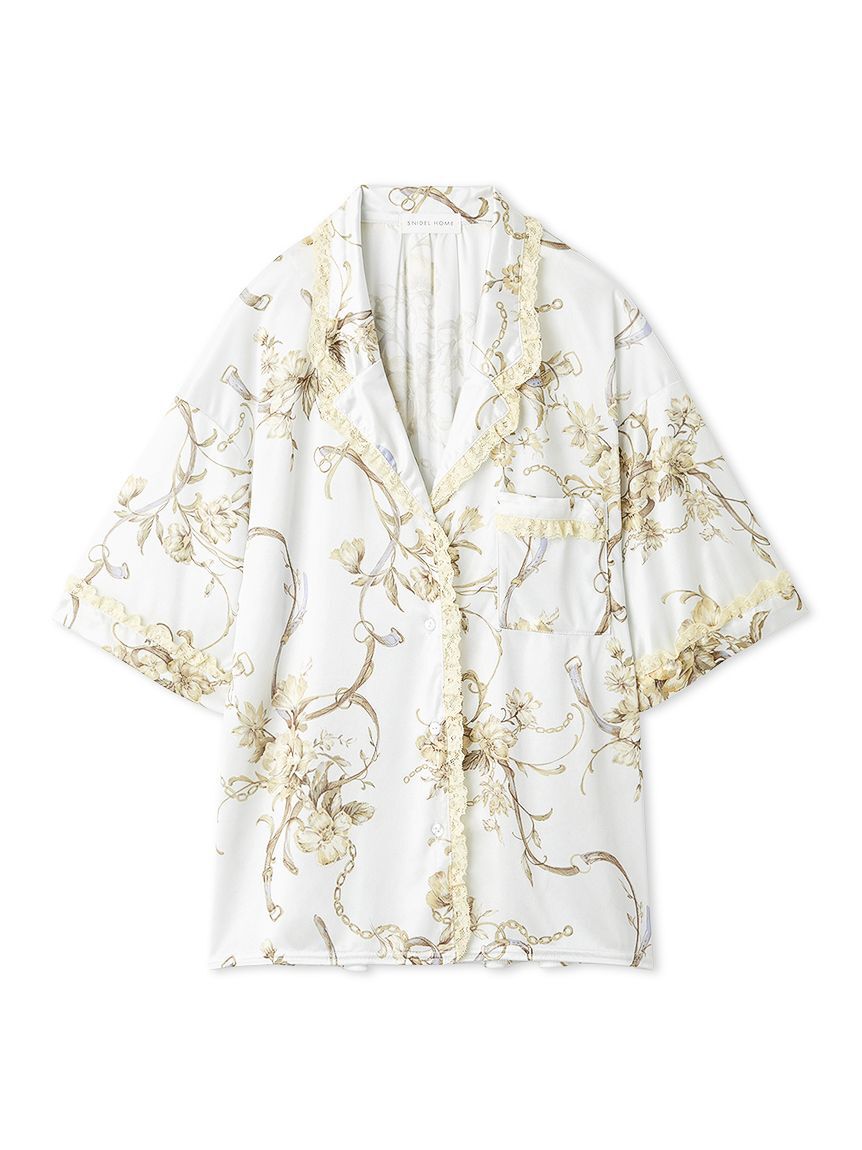 SNIDEL HOME「ブライトカットソースカーフ開襟シャツ」|ルームウェア|BLU