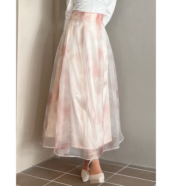 RESEXXY「グロッシーマーブルフレアスカート」|スカート|ピンク