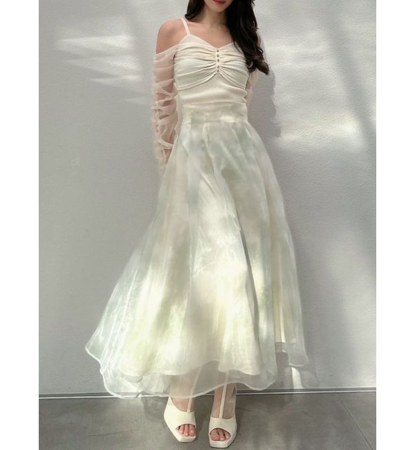 RESEXXY「グロッシーマーブルフレアスカート」|スカート|ミントグリーン