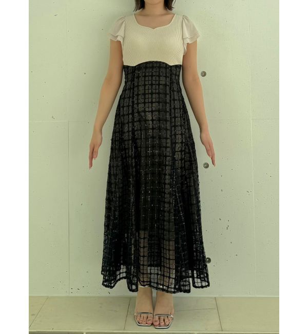 dazzlin「スパンコールチェックコルセットワンピース」|ワンピース|