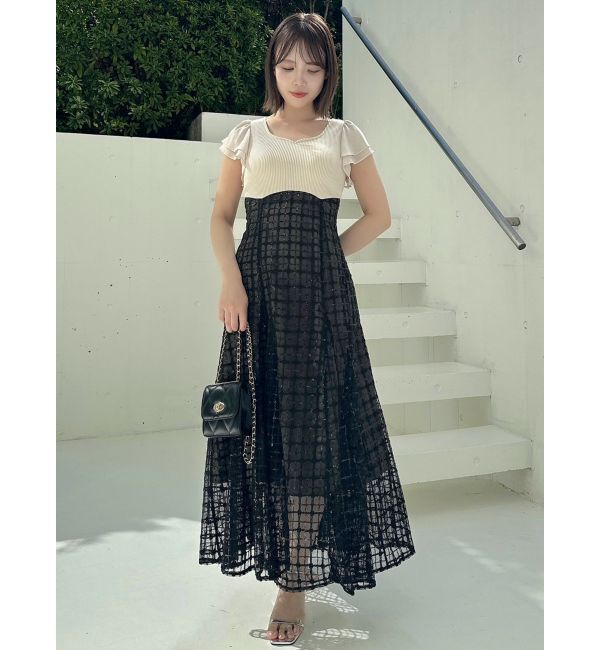 dazzlin「スパンコールチェックコルセットワンピース」|ワンピース|