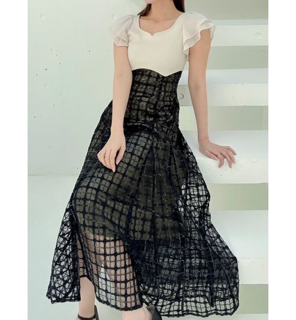 dazzlin「スパンコールチェックコルセットワンピース」|ワンピース|