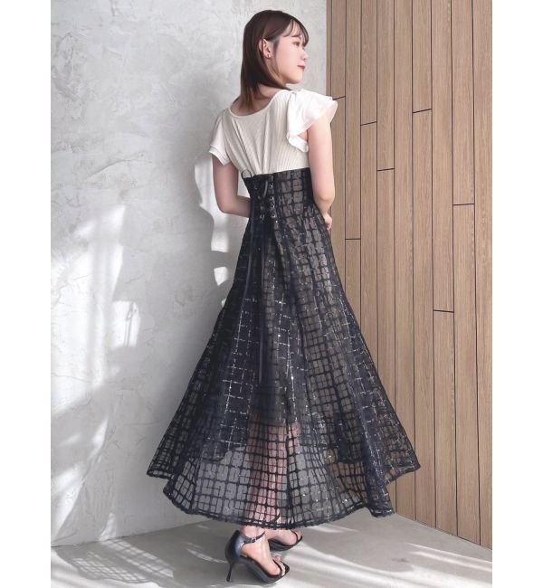 dazzlin「スパンコールチェックコルセットワンピース」|ワンピース|