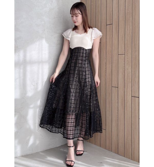 dazzlin「スパンコールチェックコルセットワンピース」|ワンピース|