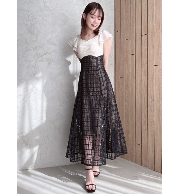 dazzlin「スパンコールチェックコルセットワンピース」|ワンピース|