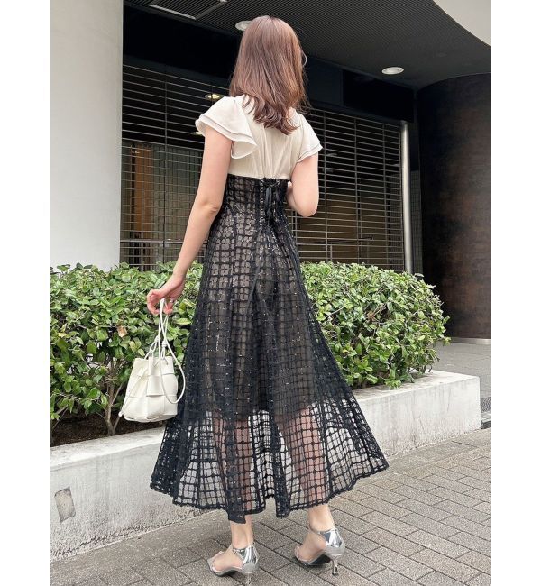 dazzlin「スパンコールチェックコルセットワンピース」|ワンピース|