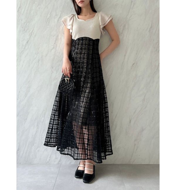 dazzlin「スパンコールチェックコルセットワンピース」|ワンピース|