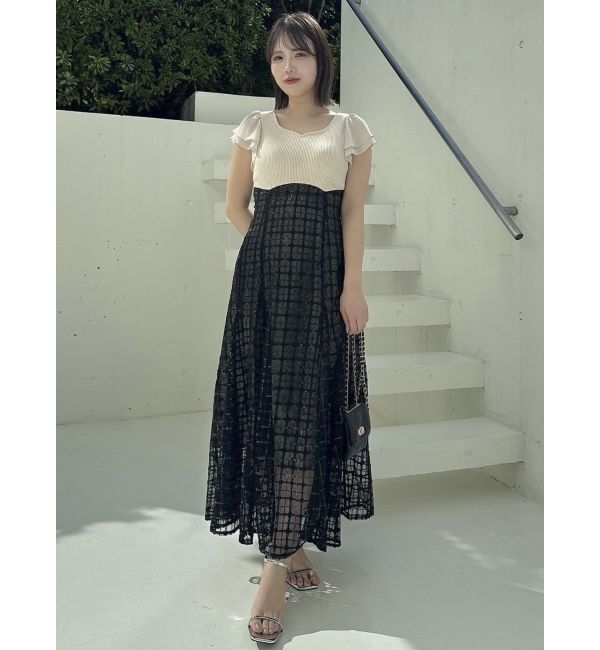 dazzlin「スパンコールチェックコルセットワンピース」|ワンピース|