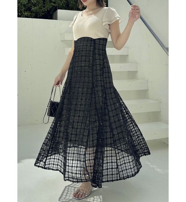 dazzlin「スパンコールチェックコルセットワンピース」|ワンピース|