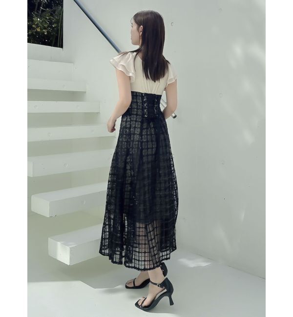 dazzlin「スパンコールチェックコルセットワンピース」|ワンピース|