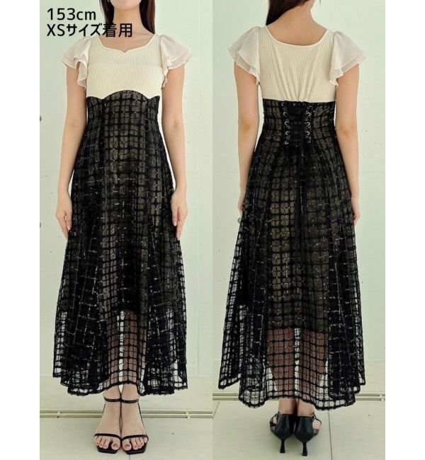 dazzlin「スパンコールチェックコルセットワンピース」|ワンピース|