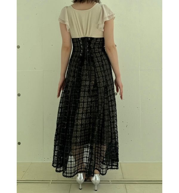 dazzlin「スパンコールチェックコルセットワンピース」|ワンピース|