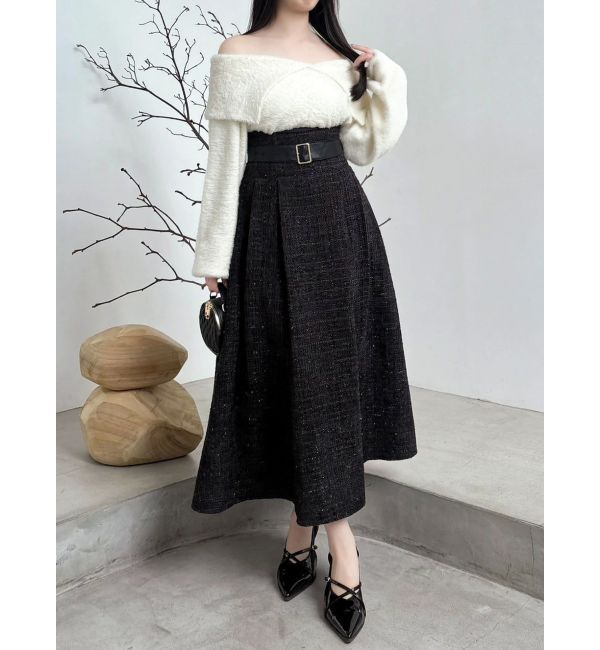 dazzlin「【WEB限定カラーあり】サイドタックベルトフレアスカート」|スカート|