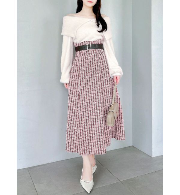 dazzlin「【WEB限定カラーあり】サイドタックベルトフレアスカート」|スカート|