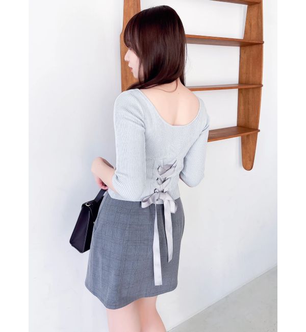 dazzlin「バックレースアップタイトニット」|ニット・セーター|