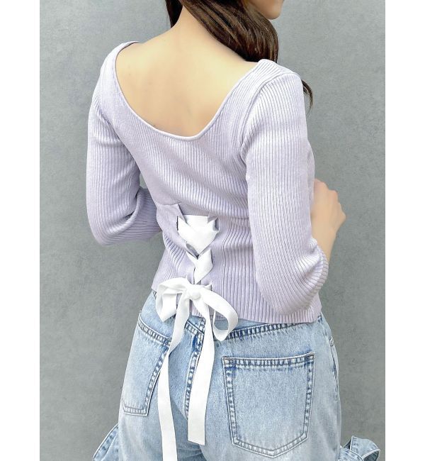 dazzlin「バックレースアップタイトニット」|ニット・セーター|