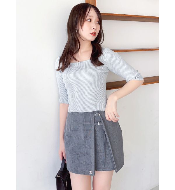 dazzlin「バックレースアップタイトニット」|ニット・セーター|グレー