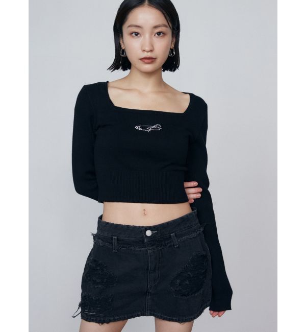 EMODA「レイヤーリップドデニムミニスカート」|スカート|