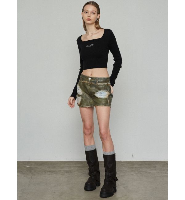 EMODA「レイヤーリップドデニムミニスカート」|スカート|