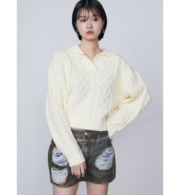 EMODA「レイヤーリップドデニムミニスカート」|スカート|