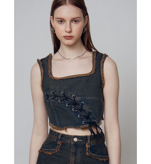 EMODA「カーブレースアップデニムビスチェ」|タンクトップ|