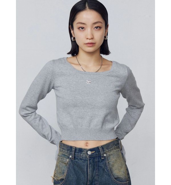 EMODA「プレートクロップニット」|ニット・セーター|グレー