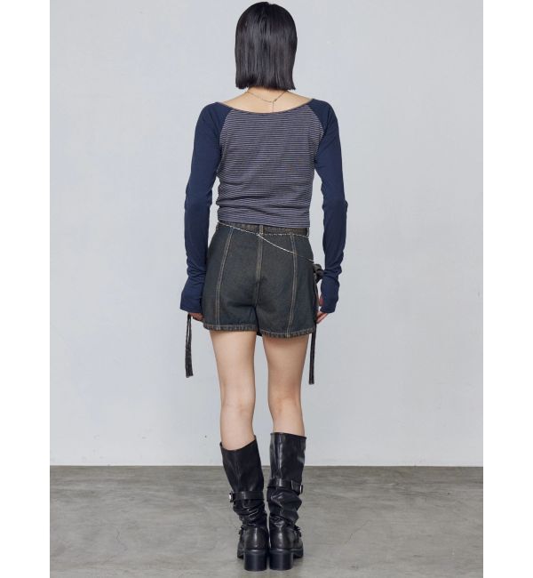 EMODA「ロゴパッチクロップドロンT」|Tシャツ・カットソー|