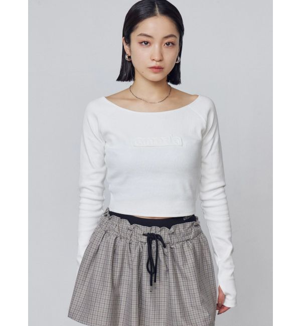 EMODA「ロゴパッチクロップドロンT」|Tシャツ・カットソー|