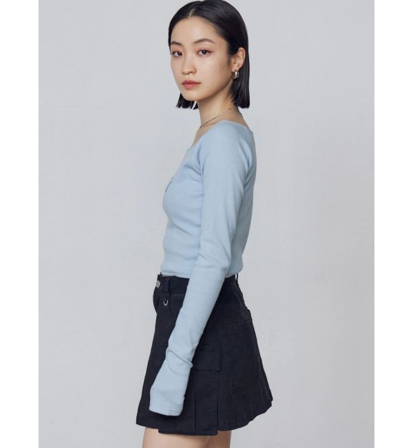 EMODA「ロゴパッチクロップドロンT」|Tシャツ・カットソー|