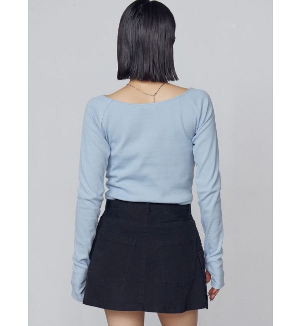 EMODA「ロゴパッチクロップドロンT」|Tシャツ・カットソー|