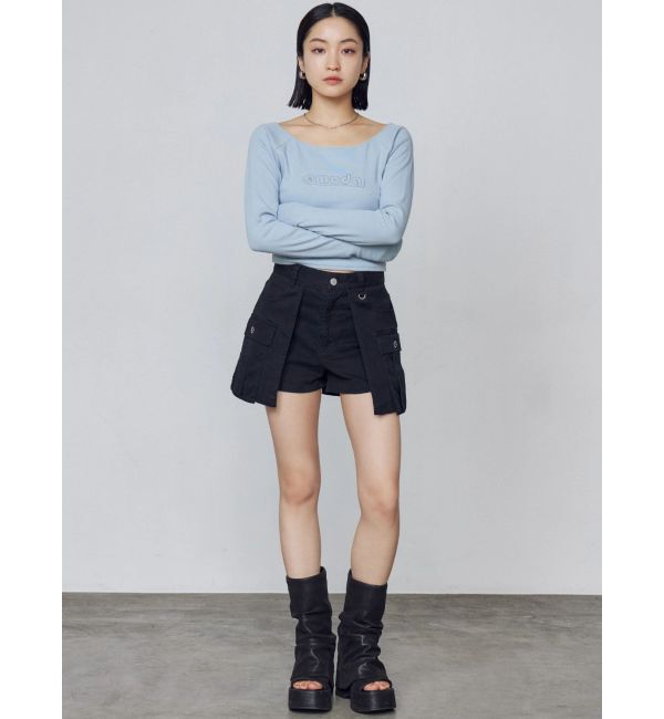 EMODA「ロゴパッチクロップドロンT」|Tシャツ・カットソー|