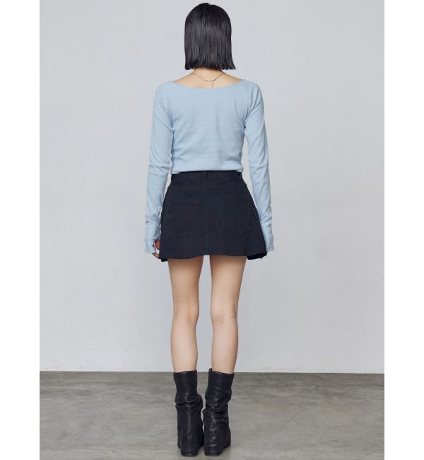 EMODA「ロゴパッチクロップドロンT」|Tシャツ・カットソー|