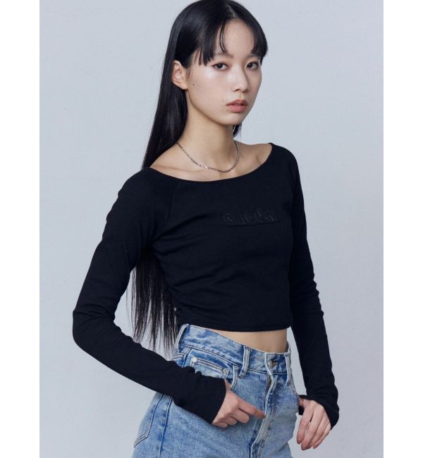 EMODA「ロゴパッチクロップドロンT」|Tシャツ・カットソー|