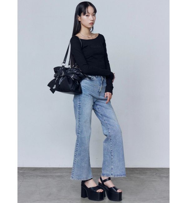 EMODA「ロゴパッチクロップドロンT」|Tシャツ・カットソー|