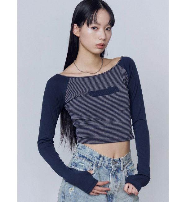 EMODA「ロゴパッチクロップドロンT」|Tシャツ・カットソー|