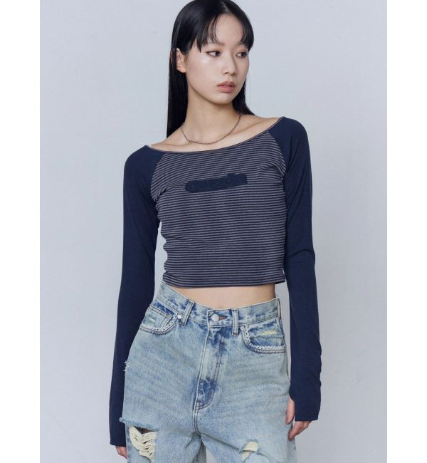 EMODA「ロゴパッチクロップドロンT」|Tシャツ・カットソー|