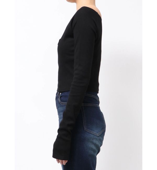 EMODA「ロゴパッチクロップドロンT」|Tシャツ・カットソー|