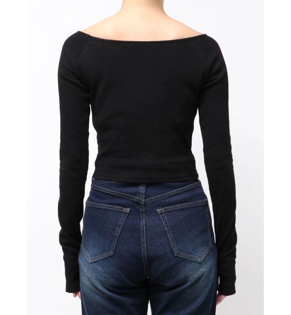 EMODA「ロゴパッチクロップドロンT」|Tシャツ・カットソー|